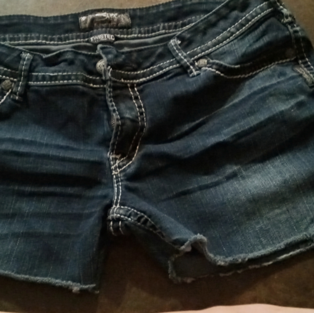 Silver "Twisted" Jean Shorts